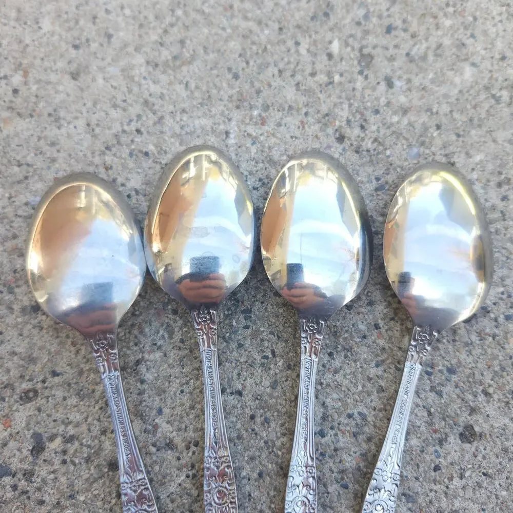 Oneida Northland Carolina Banbury Teaspoons Set 4 Korea Stainless Flatware Vtg